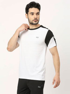 Men's Striped Sports T-Shirt - White and Black - 3