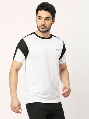 Men's Striped Sports T-Shirt - White and Black - 4