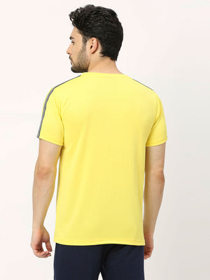 Men's Striped Sports T-Shirt - Yellow - 2