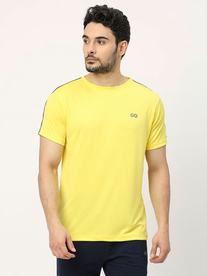 Men's Striped Sports T-Shirt - Yellow - 1