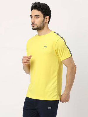 Men's Striped Sports T-Shirt - Yellow - 3