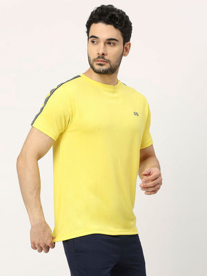 Men's Striped Sports T-Shirt - Yellow - 4