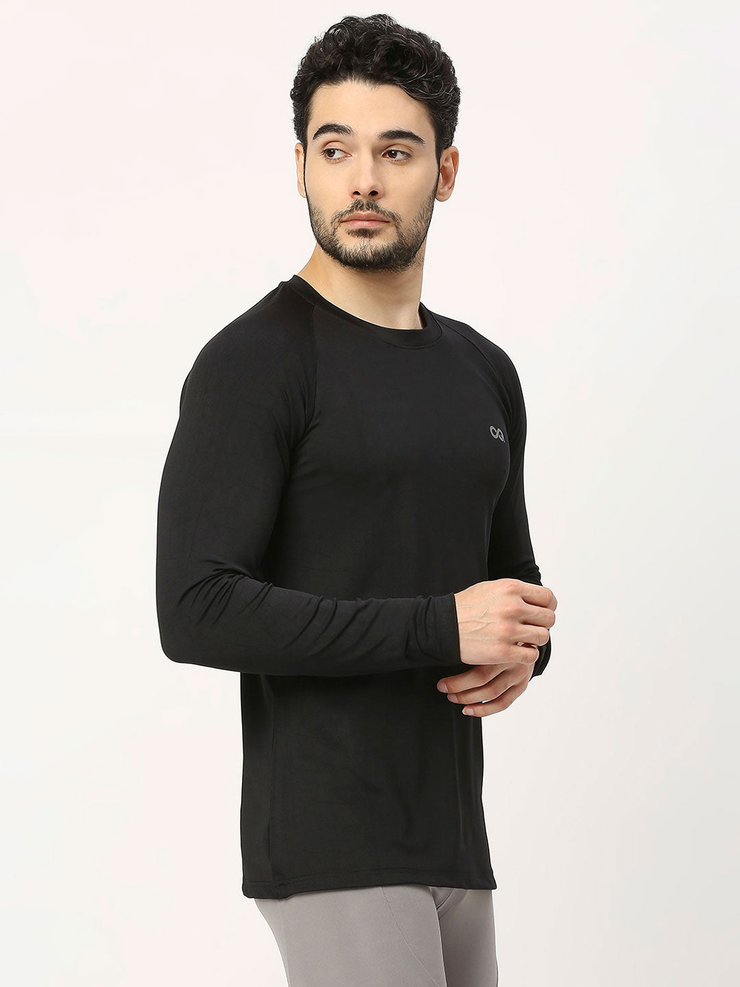 Shop Men's Long Sleeve Black Sports T-Shirt - Stay Cool and