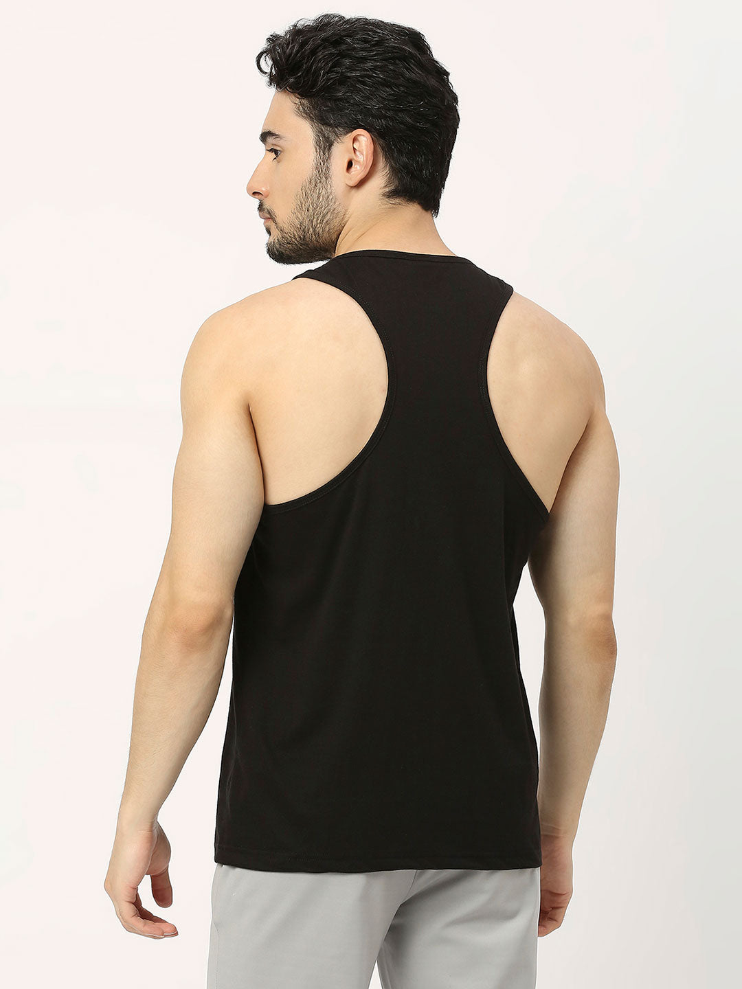 Men's Racerback Sports Vest - Black - 1