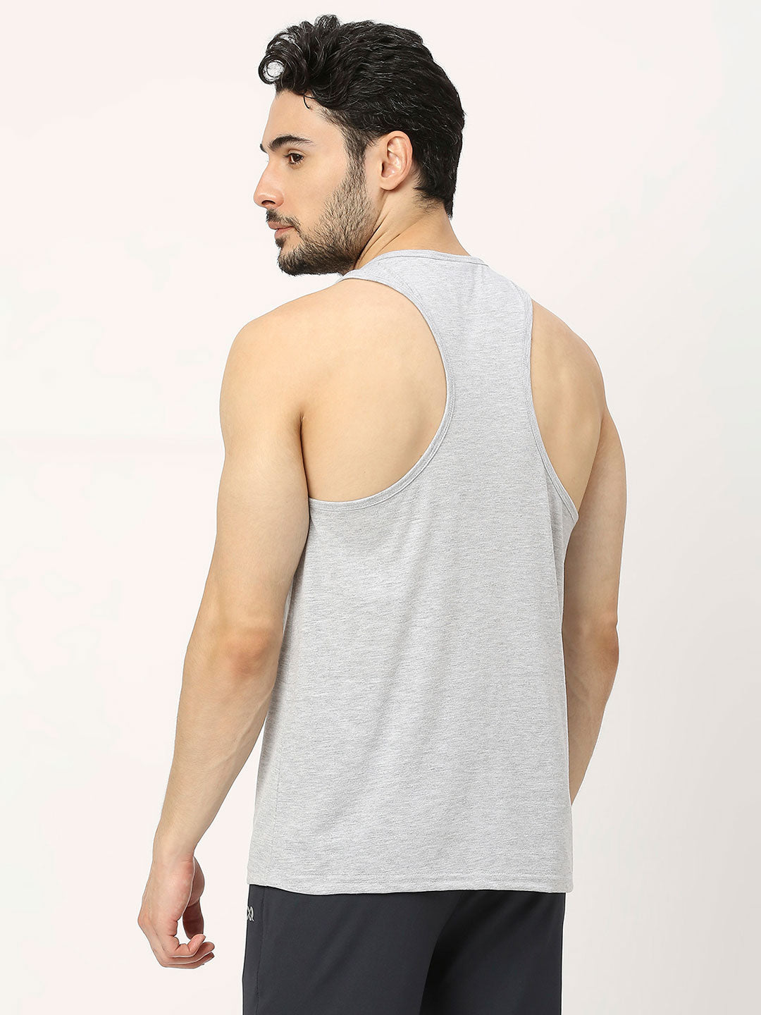 Men's Racerback Sports Vest - Grey Melange - 1