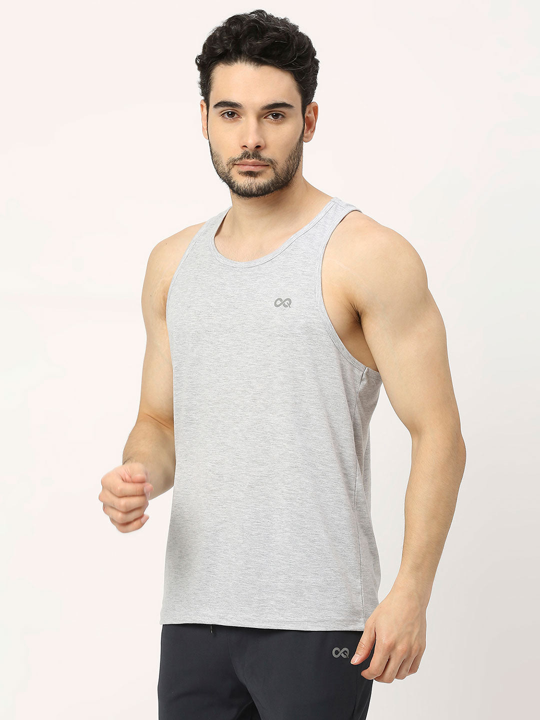 Shop Men s Racerback Grey Melange Sports Vest Stay Cool and