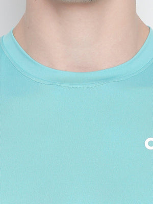 Men Blue Round Neck Solid T-shirt-A10127BL - Sportsqvest