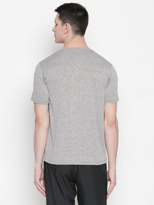 Men Grey Round Neck Self-Design T-shirt-A10112GY - Sportsqvest