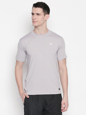 Men Grey Round Neck Solid T-shirt-A10114GY - Sportsqvest