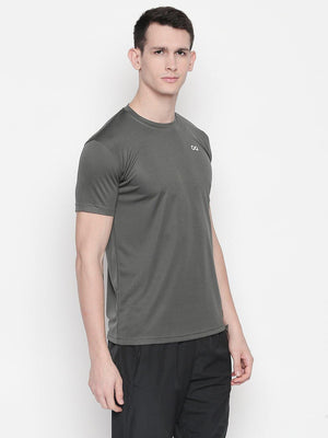 Men Grey Round Neck Solid T-shirt-A10119GY - Sportsqvest