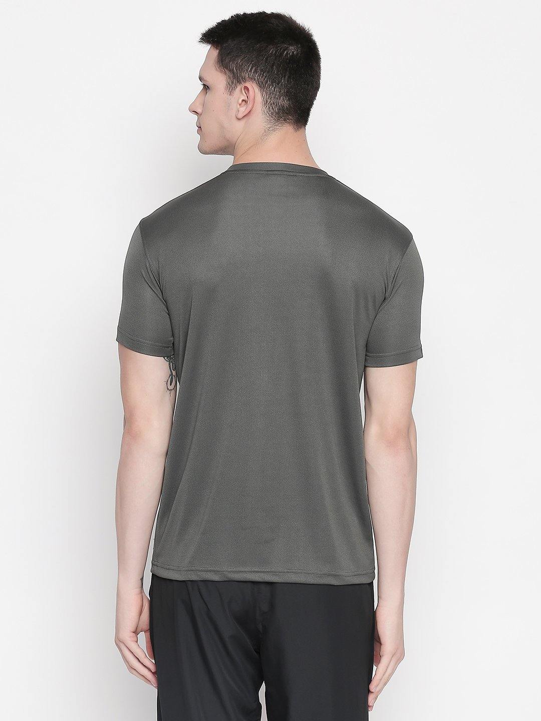 Men Grey Round Neck Solid T-shirt-A10119GY - Sportsqvest