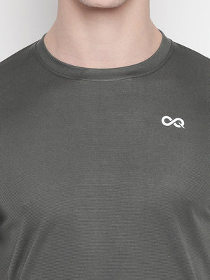 Men Grey Round Neck Solid T-shirt-A10119GY - Sportsqvest