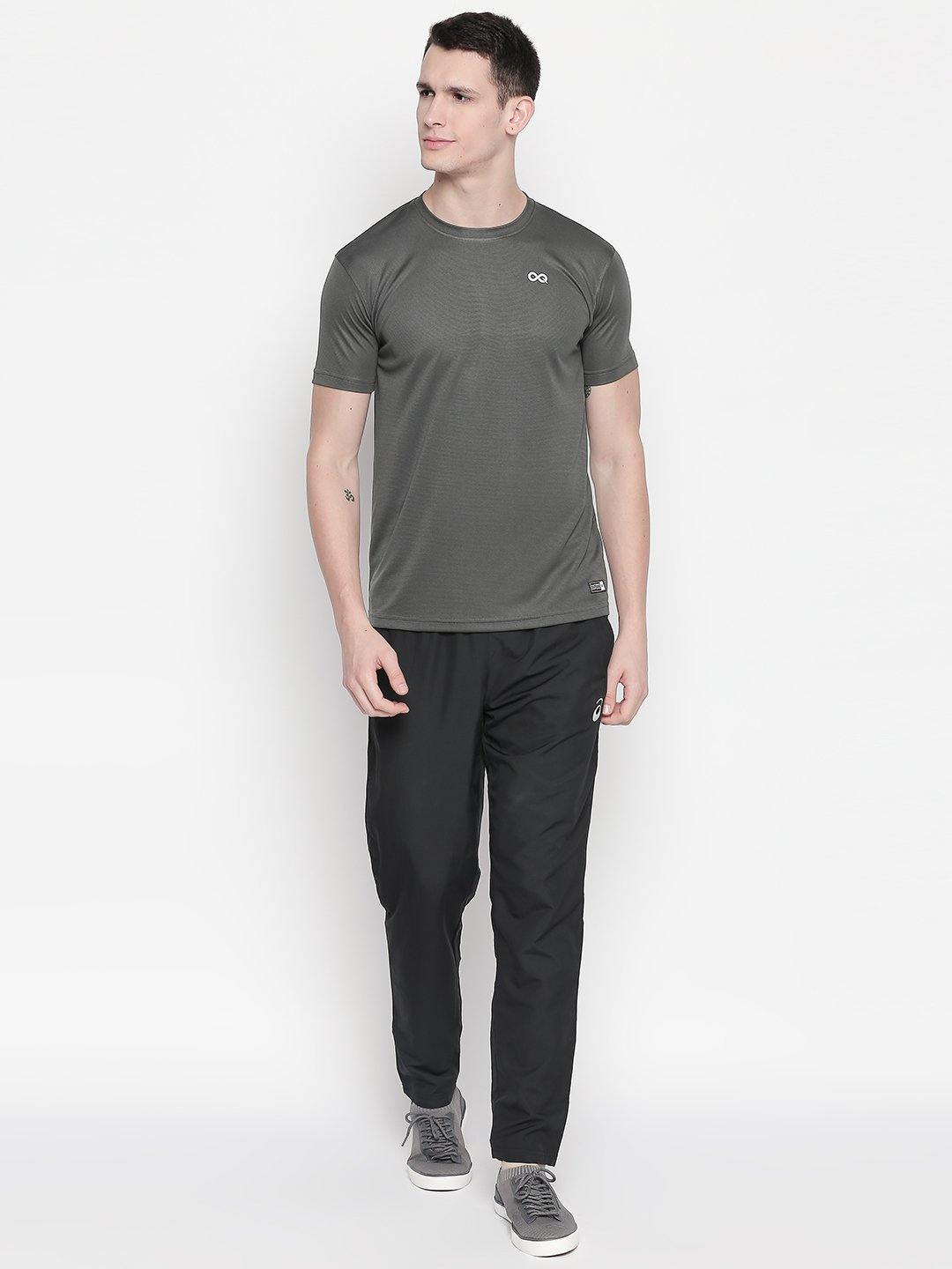 Men Grey Round Neck Solid T-shirt-A10119GY - Sportsqvest