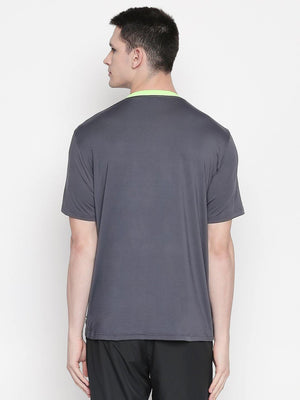 Men Grey Round Neck Solid T-shirt-A10131GY - Sportsqvest