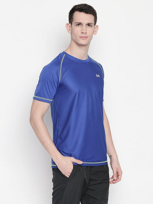 Men Royal Blue Round Neck Solid T-shirt-A10117RB - Sportsqvest