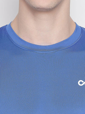 Men Royal Blue Round Neck Solid T-shirt-A10120RB - Sportsqvest