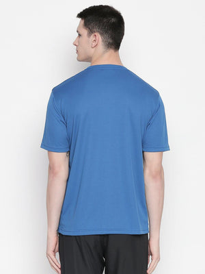 Men Royal Blue Round Neck Solid T-shirt-A10129RB - Sportsqvest