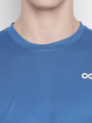 Men Royal Blue Round Neck Solid T-shirt-A10129RB - Sportsqvest