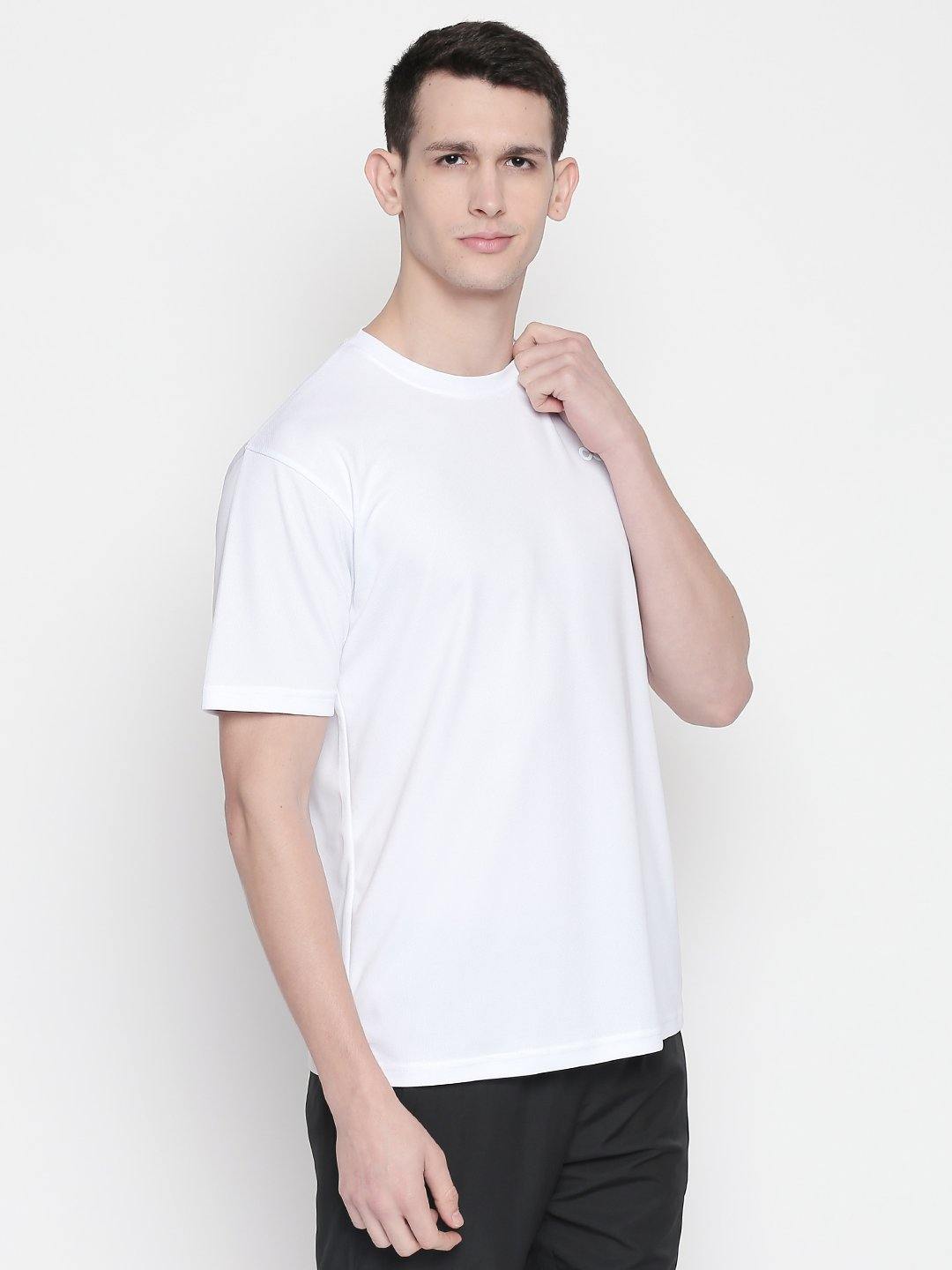 Nylon Solid Men Round Neck White T-Shirt - Buy Nylon Solid Men Round Neck White  T-Shirt Online at Best Prices in India