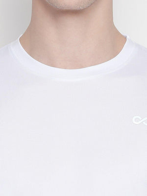 Men White Round Neck Solid  T-shirt-A10113WH - Sportsqvest