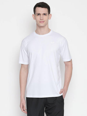 Men White Round Neck Solid  T-shirt-A10113WH - Sportsqvest