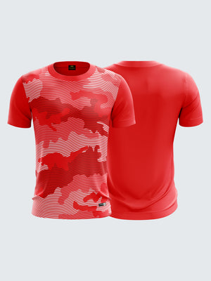 Men Red Camouflage Printed Round Neck T-shirt - 1322RD