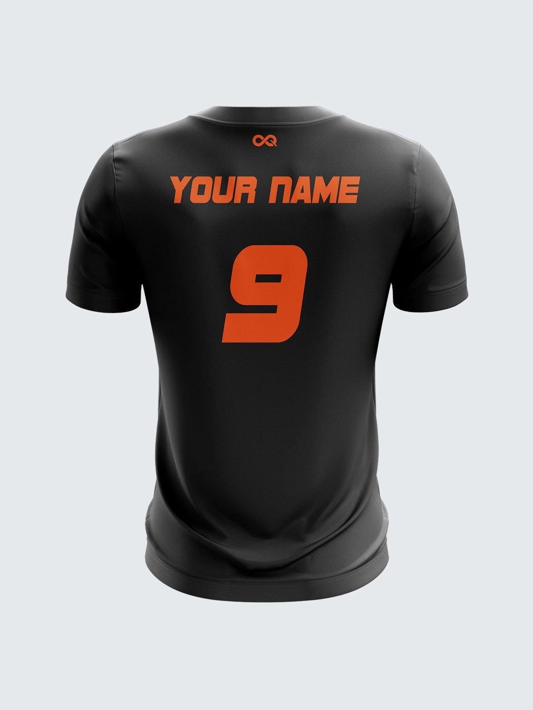 Men Orange Printed Cricket Jersey Sportsqvest