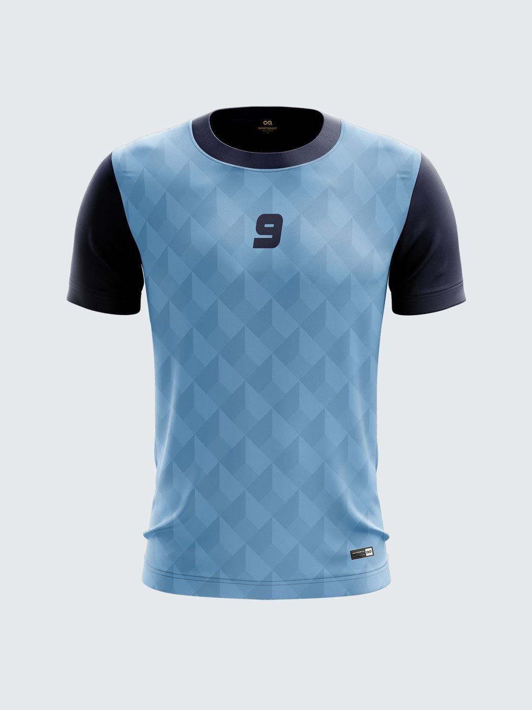 Men Light Blue Printed Cricket Jersey Sportsqvest