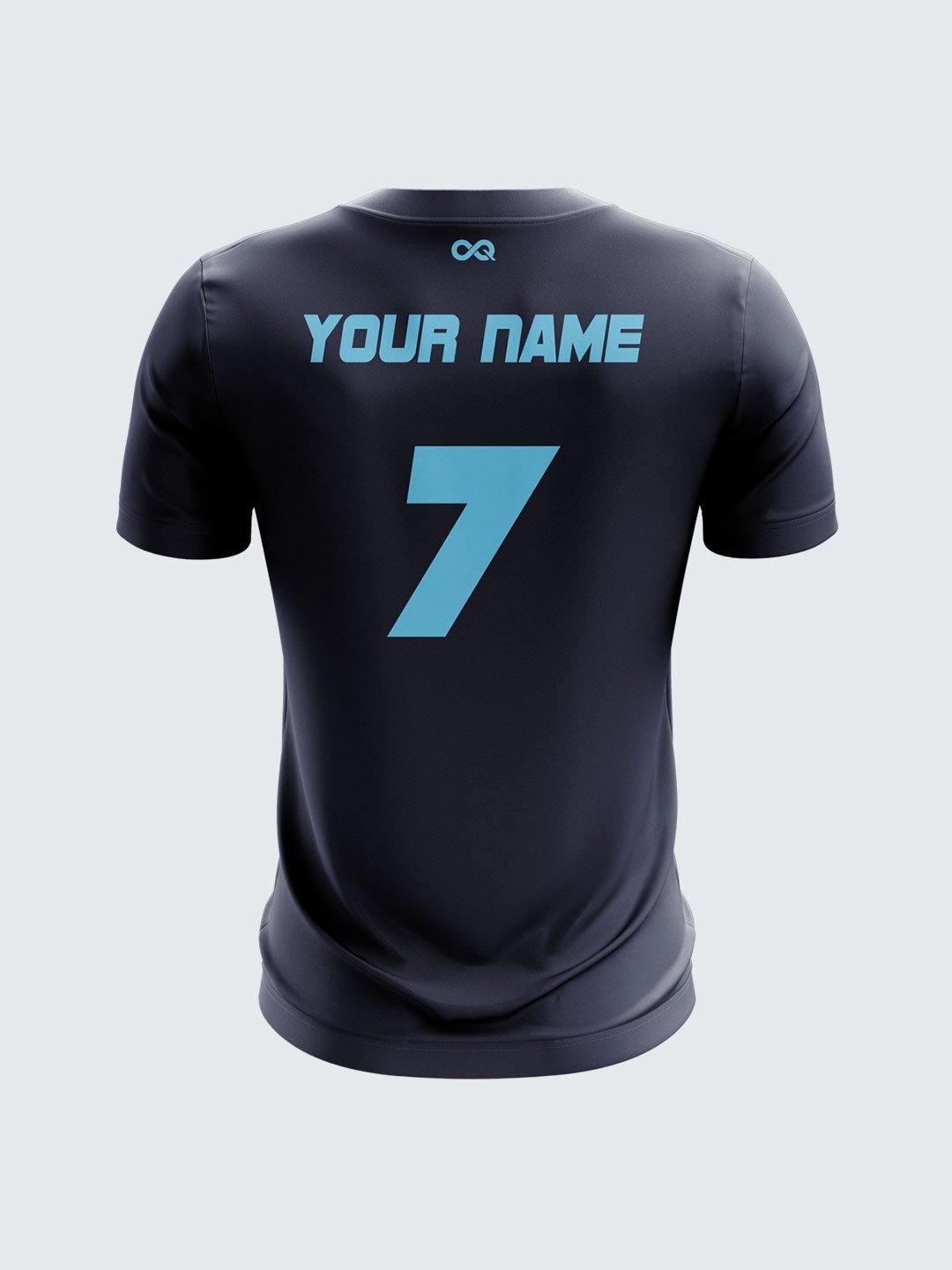 Men Navy Blue Printed Cricket Jersey Sportsqvest