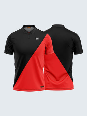 Men Black & Red Polo T-shirt-1795BK - Sportsqvest