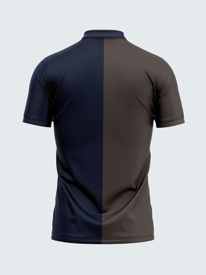 Men Grey & Blue Polo T-shirt-1797GY - Sportsqvest