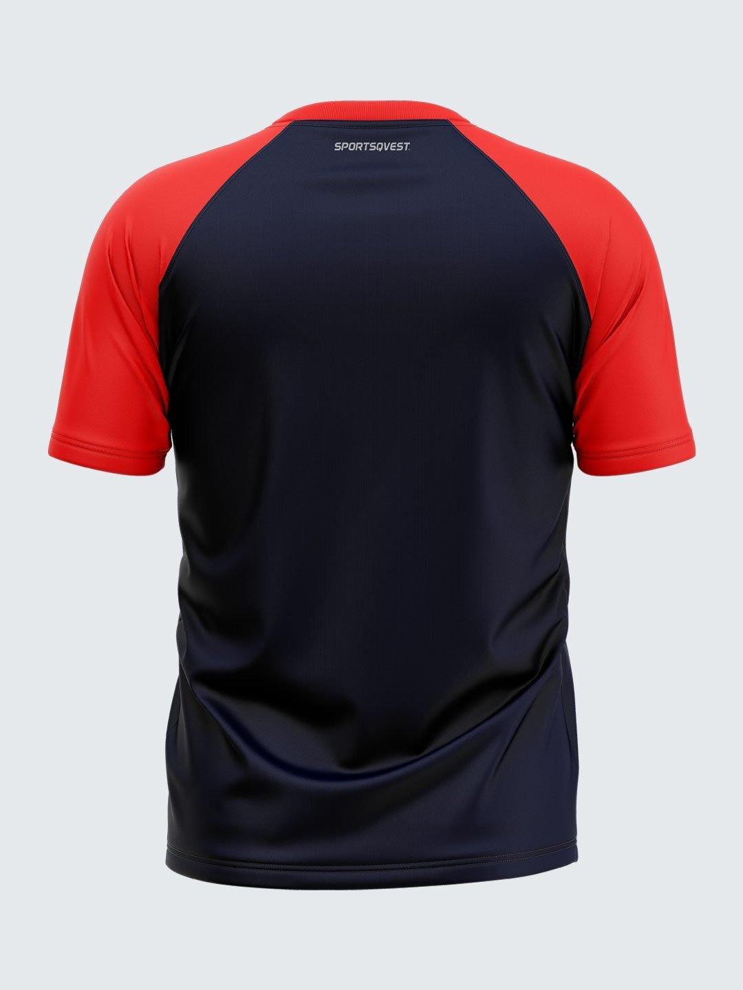 Men Solid Blue & Red Raglan Sleeve T-shirt-1699BR