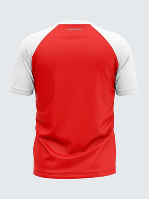 Men Solid Red & White Raglan Sleeve T-shirt-1699RW