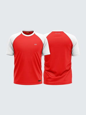 Men Solid Red & White Raglan Sleeve T-shirt-1699RW