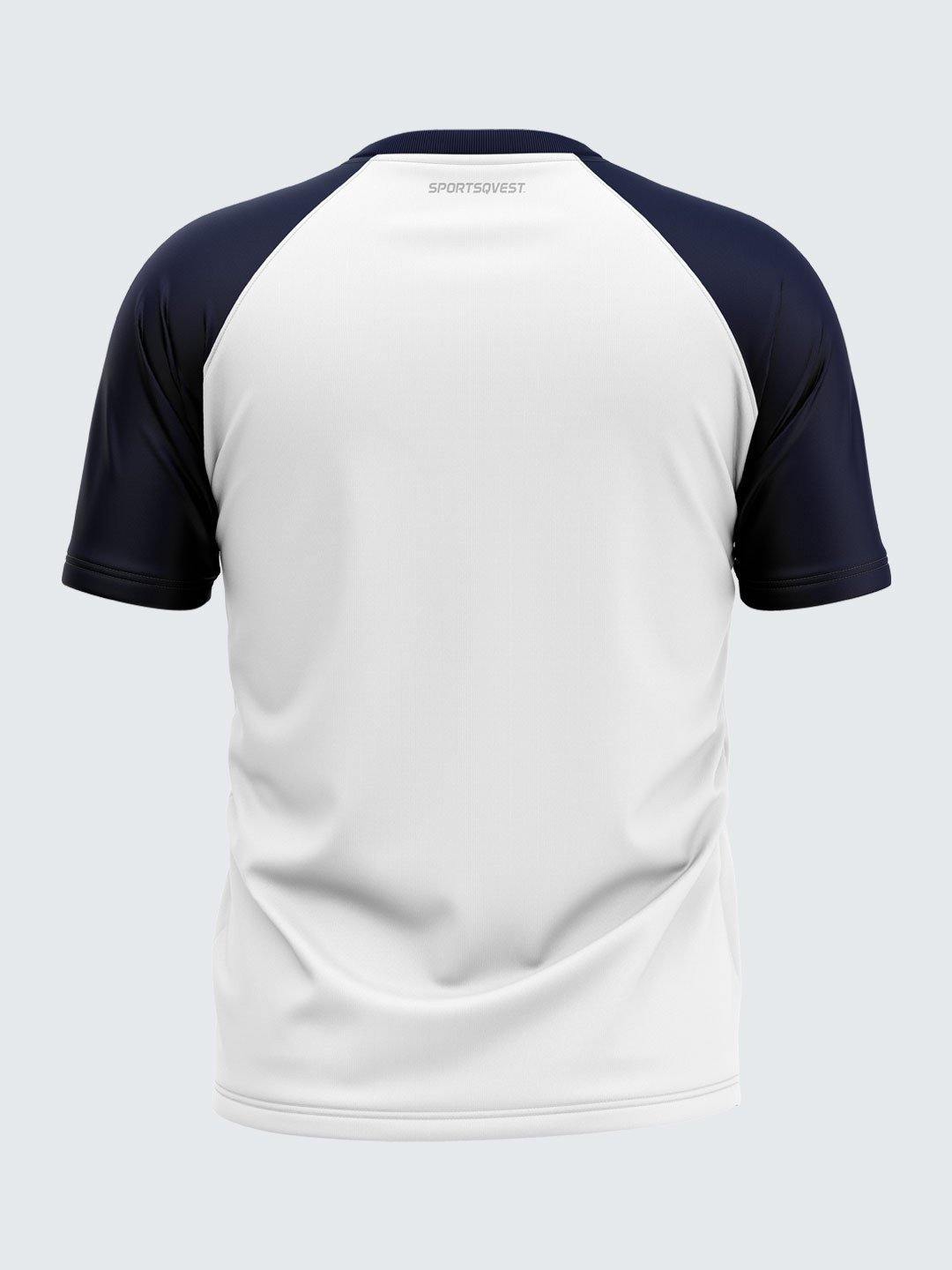 Men Solid White &amp; Blue Raglan Sleeve T-shirt-1699WB