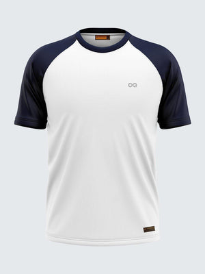 Men Solid White & Blue Raglan Sleeve T-shirt-1699WB