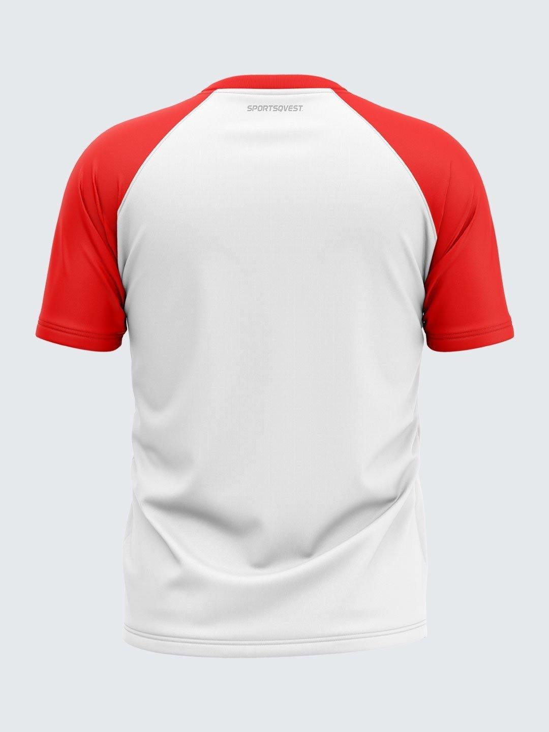 Men Solid White & Red Raglan Sleeve T-shirt-1699WR