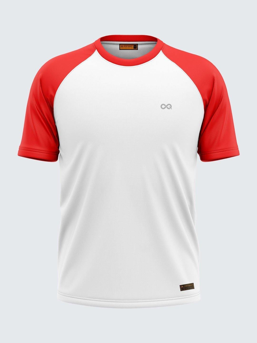 SXV Solid Dual Color Raglan Sleeve T-Shirt for Men (Red-White)