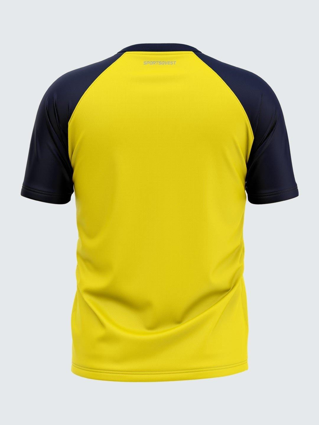 Men Solid Yellow & Blue Raglan Sleeve T-shirt-1699YB