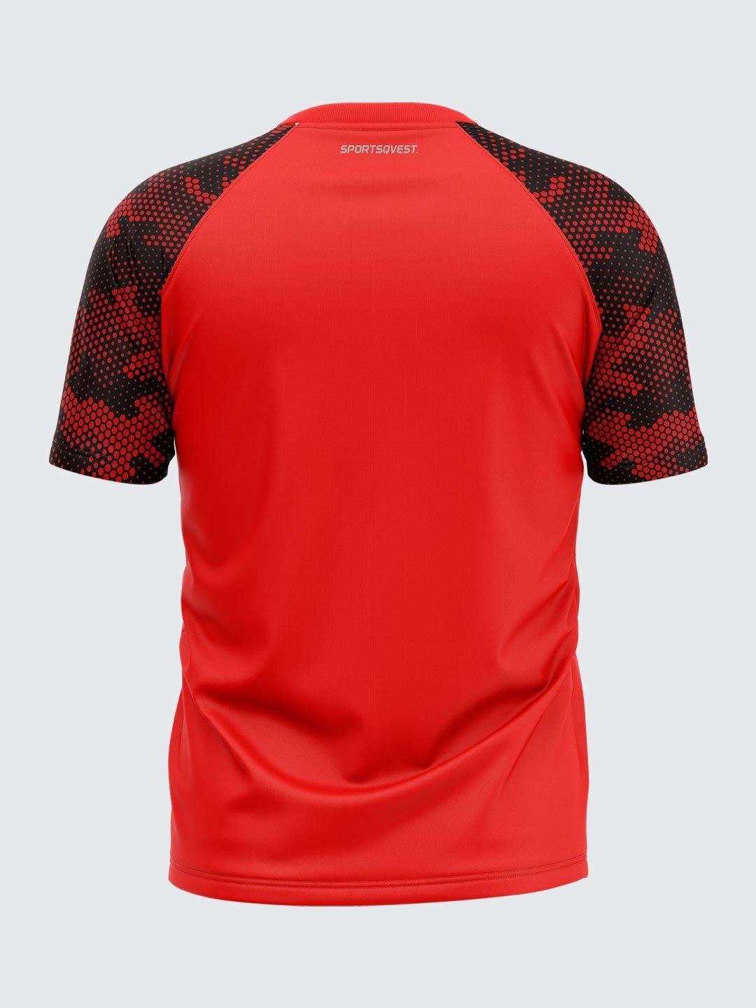 Men Printed Red Raglan Sleeve T-shirt-1703RD - Sportsqvest