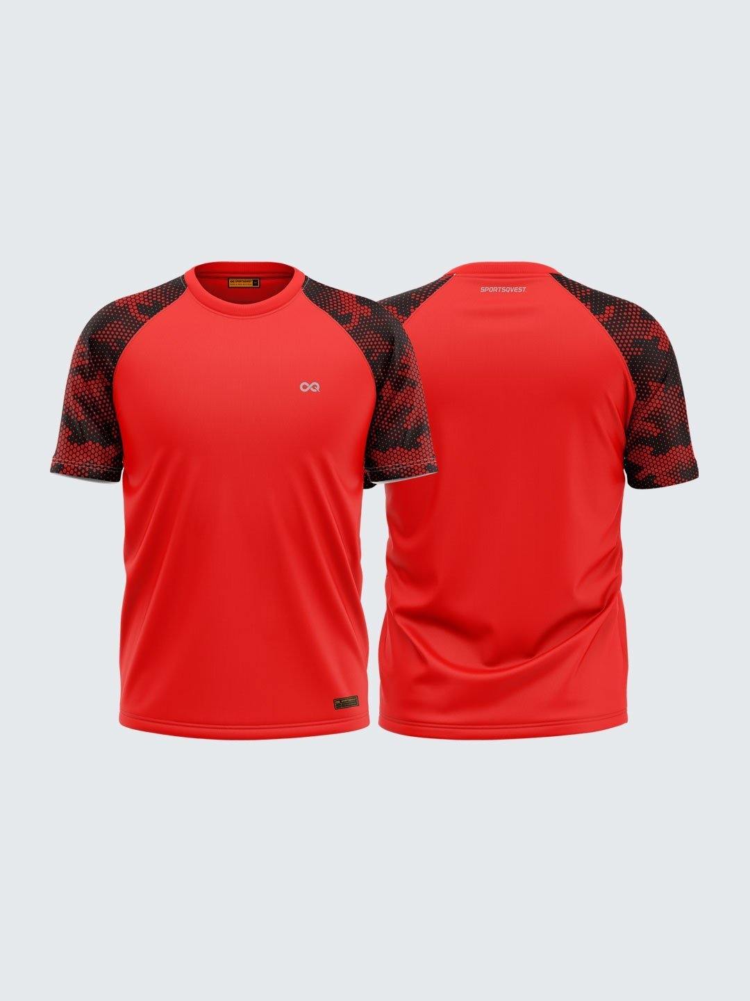 Men Printed Red Raglan Sleeve T shirt 1703RD Sportsqvest