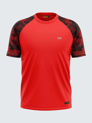Men Printed Red Raglan Sleeve T-shirt-1703RD - Sportsqvest