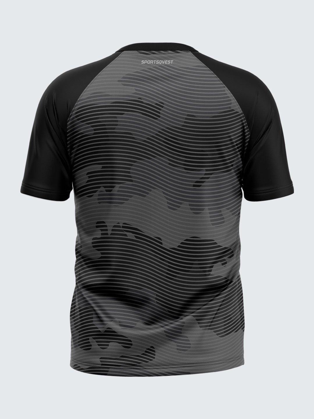 Men Printed Black Raglan Sleeve T-shirt-1713BK