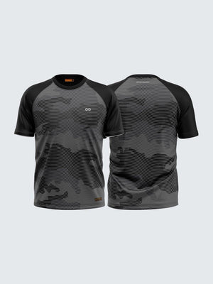 Men Printed Black Raglan Sleeve T-shirt-1713BK