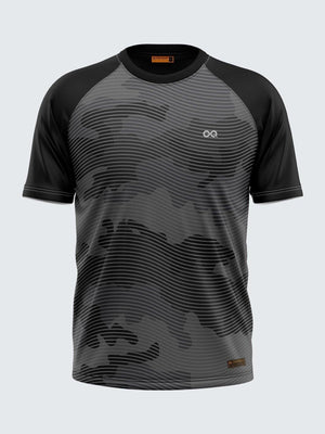 Men Printed Black Raglan Sleeve T-shirt-1713BK