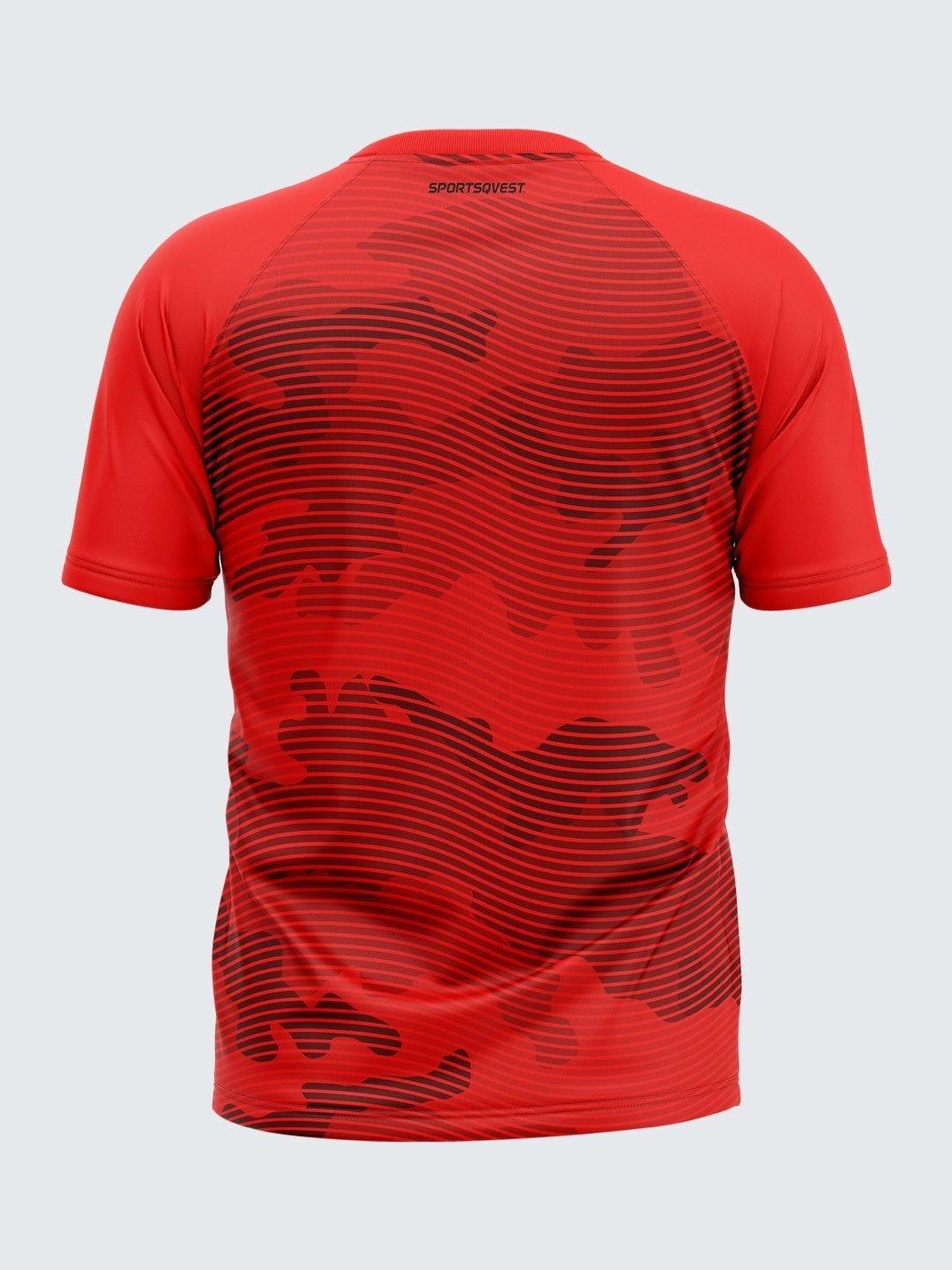 Men Printed Red Raglan Sleeve T-shirt-1713RD