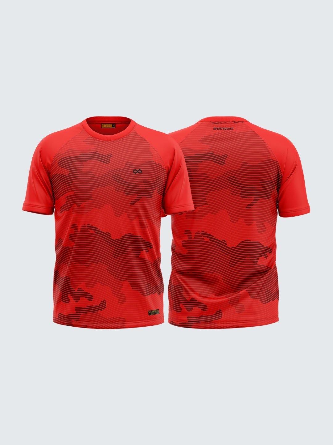 Men Printed Red Raglan Sleeve T-shirt-1713RD