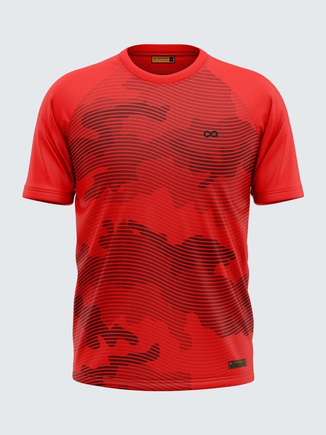 Men Printed Red Raglan Sleeve T-shirt-1713RD