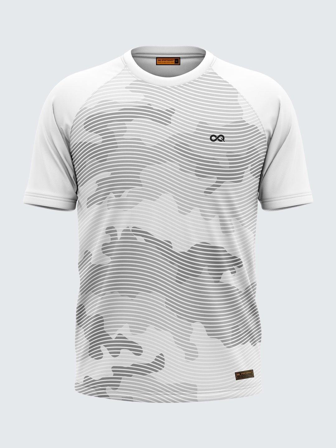 Men Printed White Raglan Sleeve T-shirt-1713WH