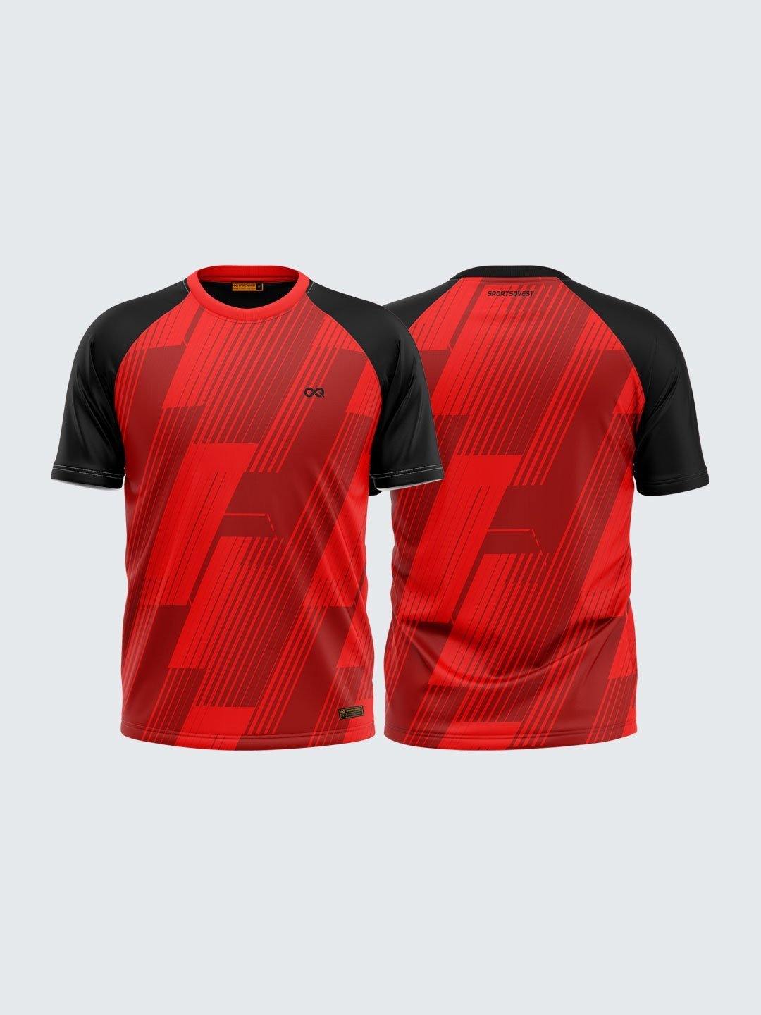 Men Printed Red Raglan Sleeve T-shirt-1715RD